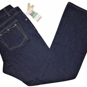 Michael Kors Charm Indigo Rinse Dark Jeans Pocket Chain Size 8P Petite